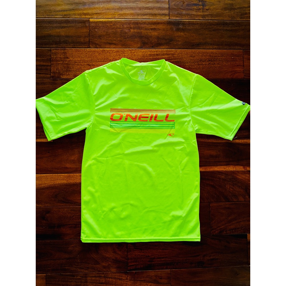 O'Neill Skins Rash Guard Men Small Neon Green Excellent 50+ UV Protection Surf
